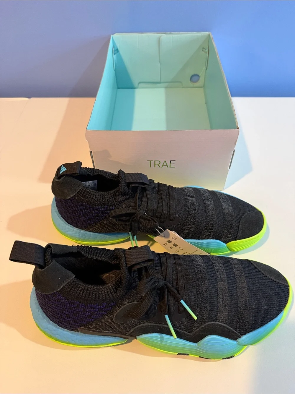 Adidas Trae Young 2 Basketball Shoes Black Knit Athletic Sneakers